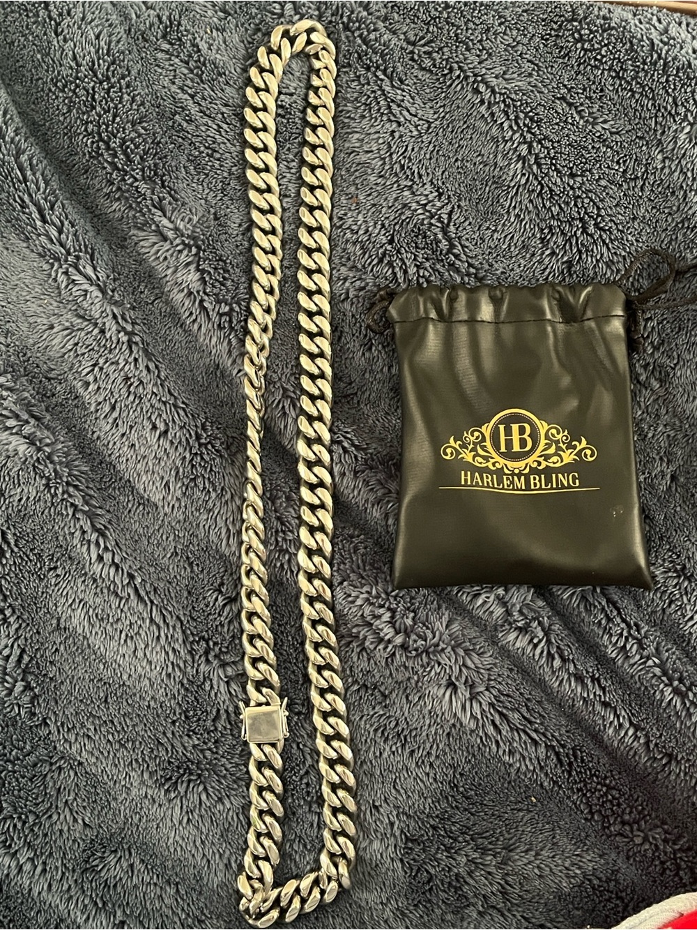 Men’s Harlem bling 14k GP Silver Miami Cuban Link Chain Necklace